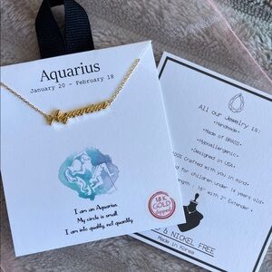 Gold Aquarius Zodiac Necklace